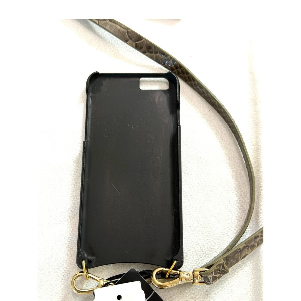 Bandolier Luxury Crossbody iPhone 6/6S Leather Phone Case - Taupe/Gold NWT - Picture 5 of 6